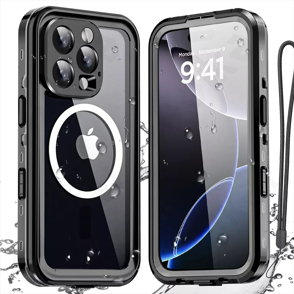 Premium iPhone Case MagSafe Compatible Waterproof IP68 Shockproof Protective Cover 360 Full Body Sealed Design Camera Lens Protection Dustproof