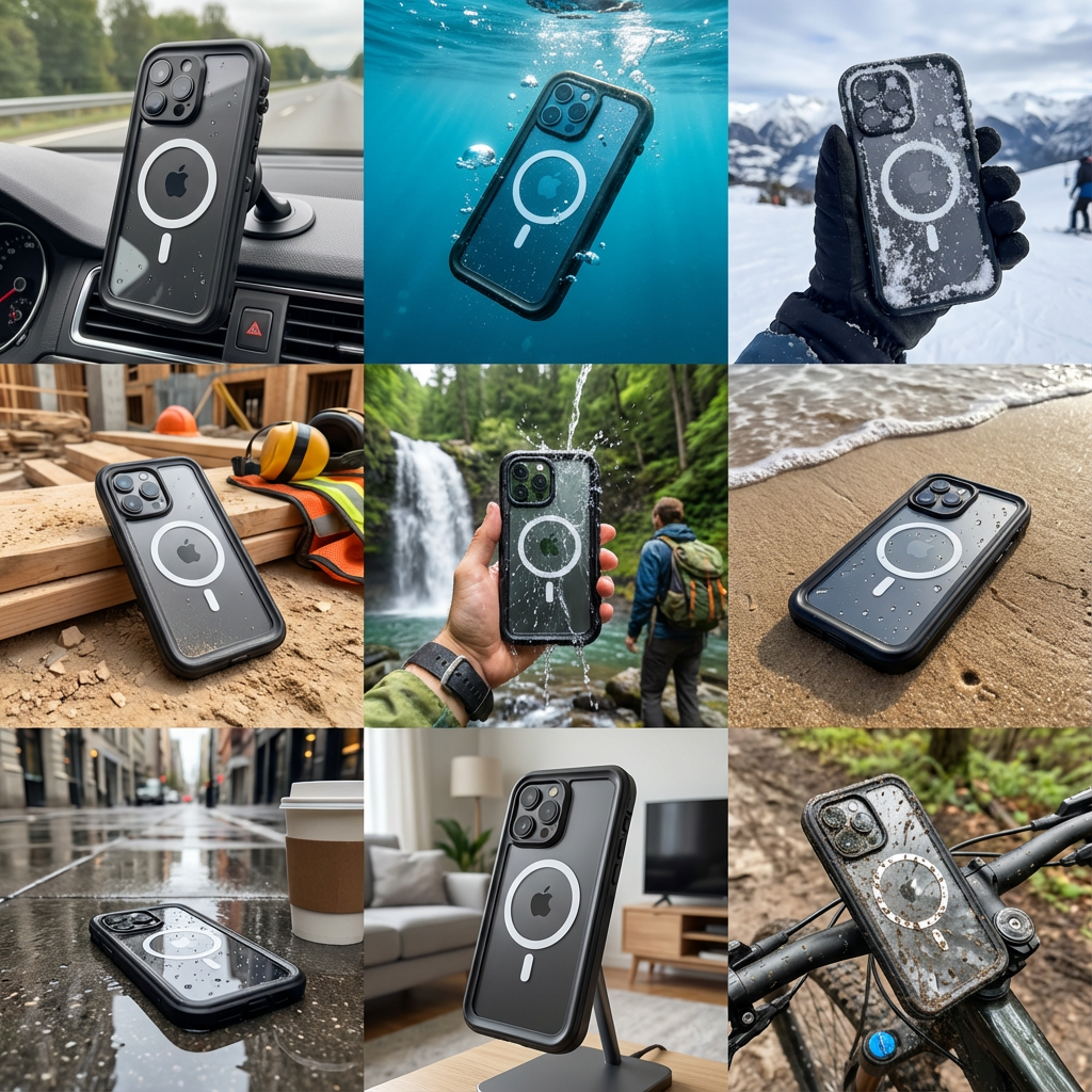 Premium iPhone Case MagSafe Compatible Waterproof IP68 Shockproof Protective Cover 360 Full Body Sealed Design Camera Lens Protection Dustproof