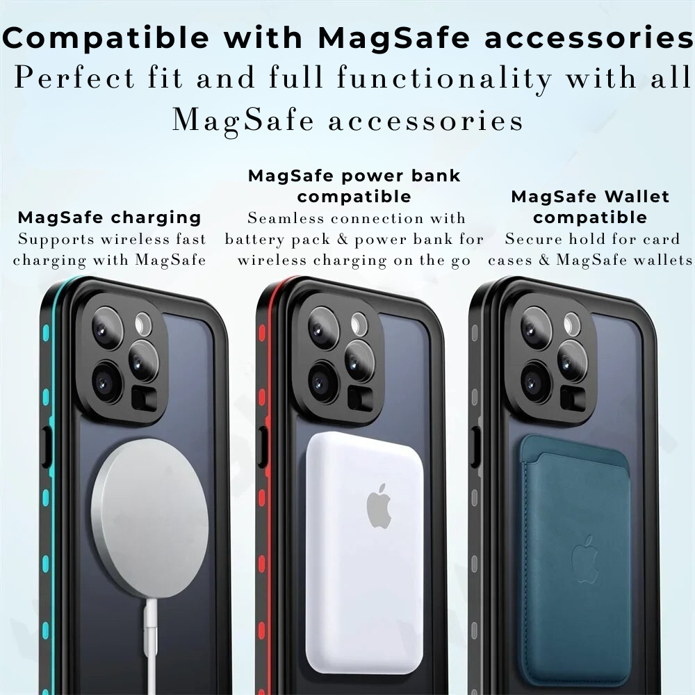 Premium iPhone Case MagSafe Compatible Waterproof IP68 Shockproof Protective Cover 360 Full Body Sealed Design Camera Lens Protection Dustproof
