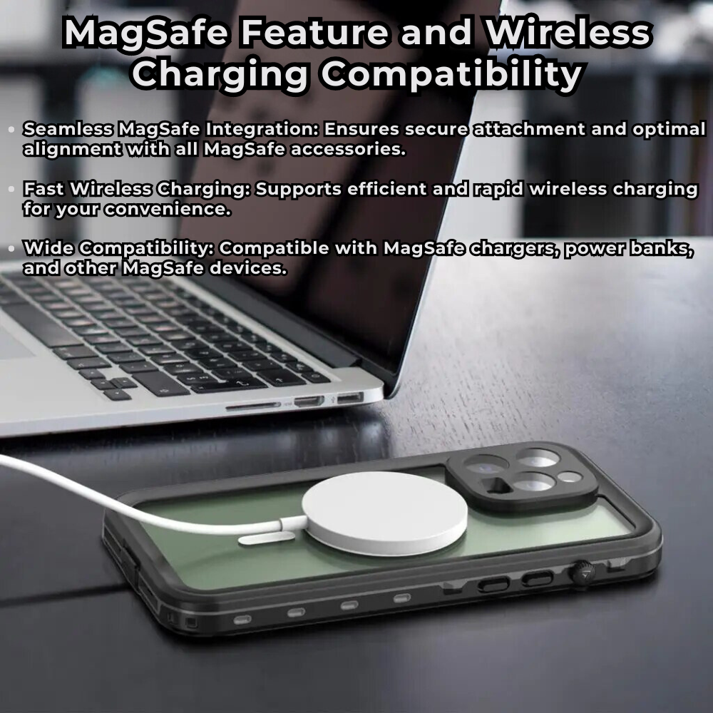 Premium iPhone Case MagSafe Compatible Waterproof IP68 Shockproof Protective Cover 360 Full Body Sealed Design Camera Lens Protection Transparent