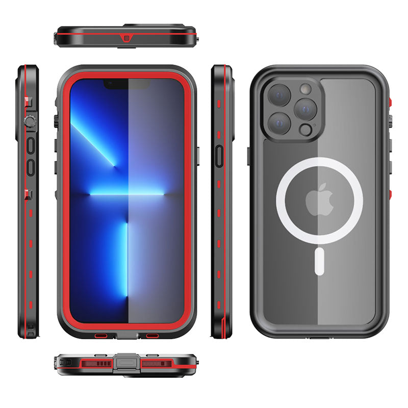 Premium iPhone Case MagSafe Compatible Waterproof IP68 Shockproof Protective Cover 360 Full Body Sealed Design Camera Lens Protection Transparent