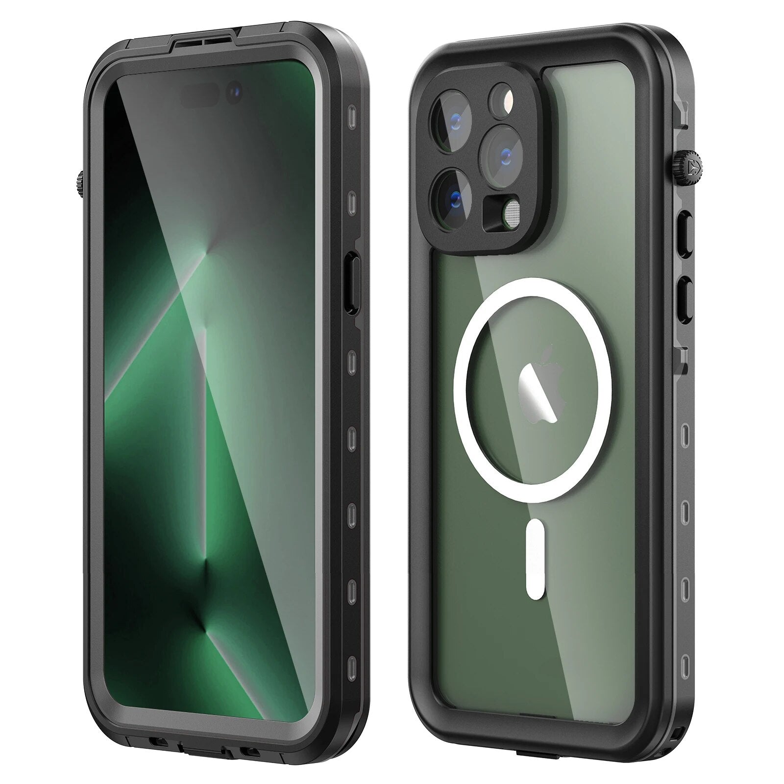 Premium iPhone Case MagSafe Compatible Waterproof IP68 Shockproof Protective Cover 360 Full Body Sealed Design Camera Lens Protection Transparent