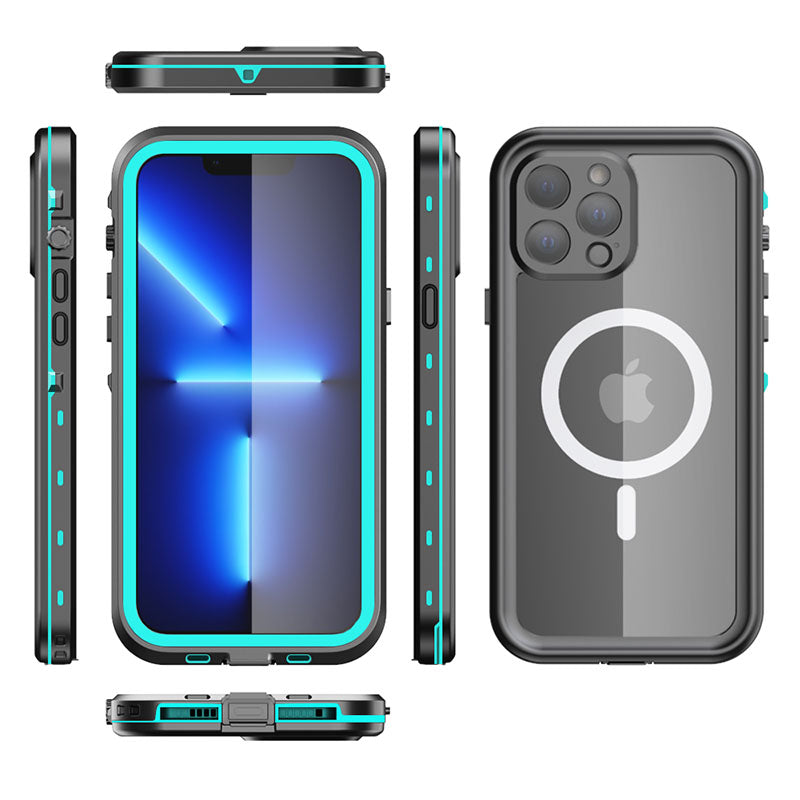 Premium iPhone Case MagSafe Compatible Waterproof IP68 Shockproof Protective Cover 360 Full Body Sealed Design Camera Lens Protection Transparent