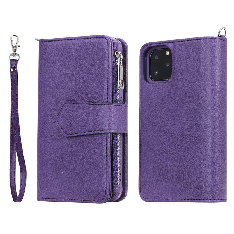 Premium iPhone Case Magnetic Detachable Wallet Flip Cover PU Leather Card Holder Handbag Design Stand Feature Shockproof Full Protection