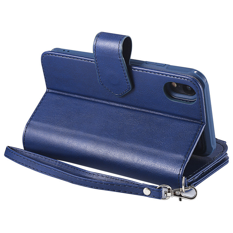 Premium iPhone Case Magnetic Detachable Wallet Flip Cover PU Leather Card Holder Handbag Design Stand Feature Shockproof Full Protection