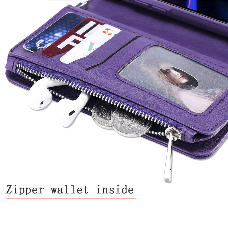 Premium iPhone Case Magnetic Detachable Wallet Flip Cover PU Leather Card Holder Handbag Design Stand Feature Shockproof Full Protection