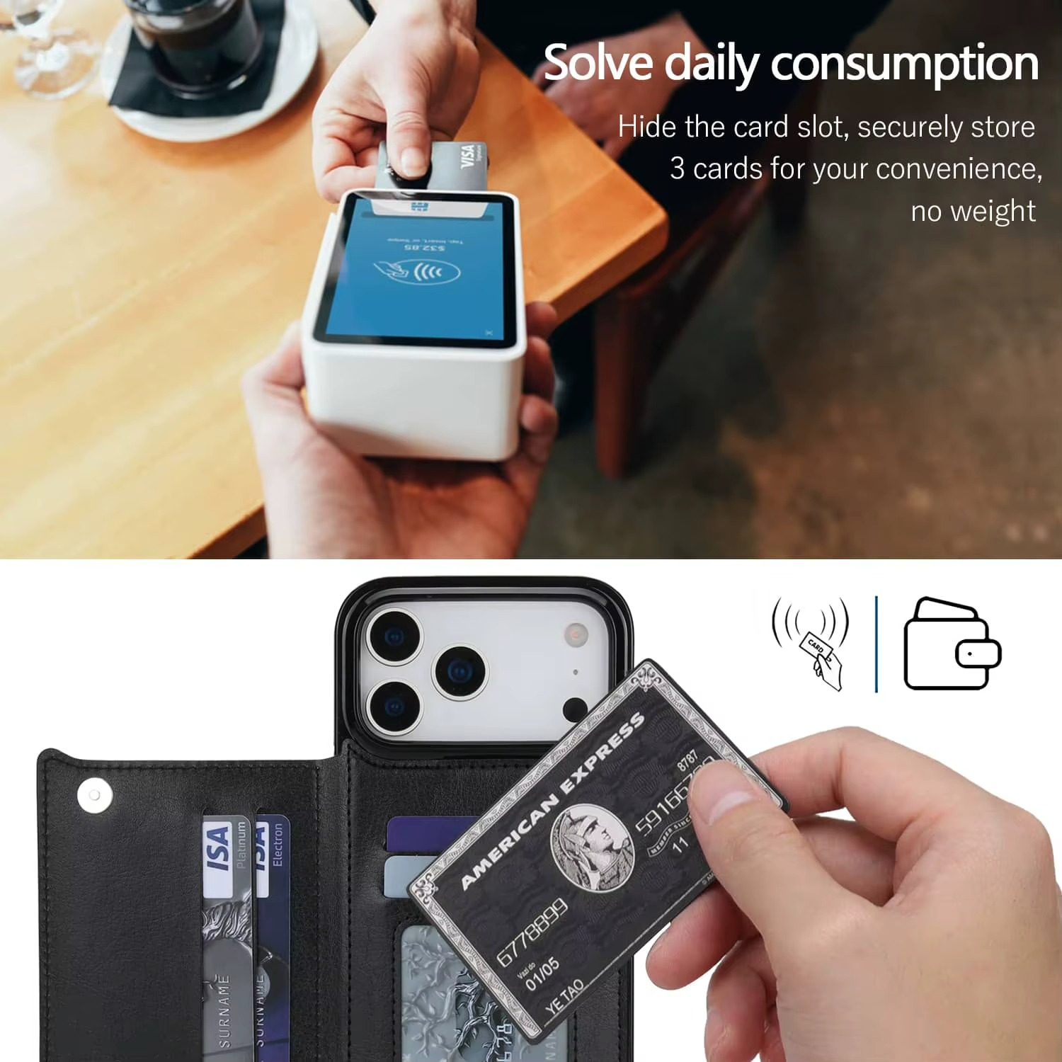 Premium iPhone Case Magnetic Flip Wallet Cover Faux Leather Card Holder Kickstand Shockproof Protection Full Camera Lens Guard