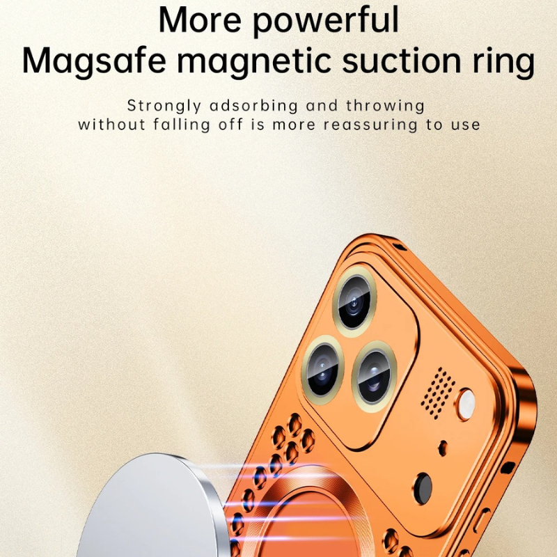 Premium iPhone Case Magnetic Protective Cover Aluminum Alloy Frame Heat Dissipation Metal Design Shockproof Anti Fall Camera Lens Guard Slim Structure
