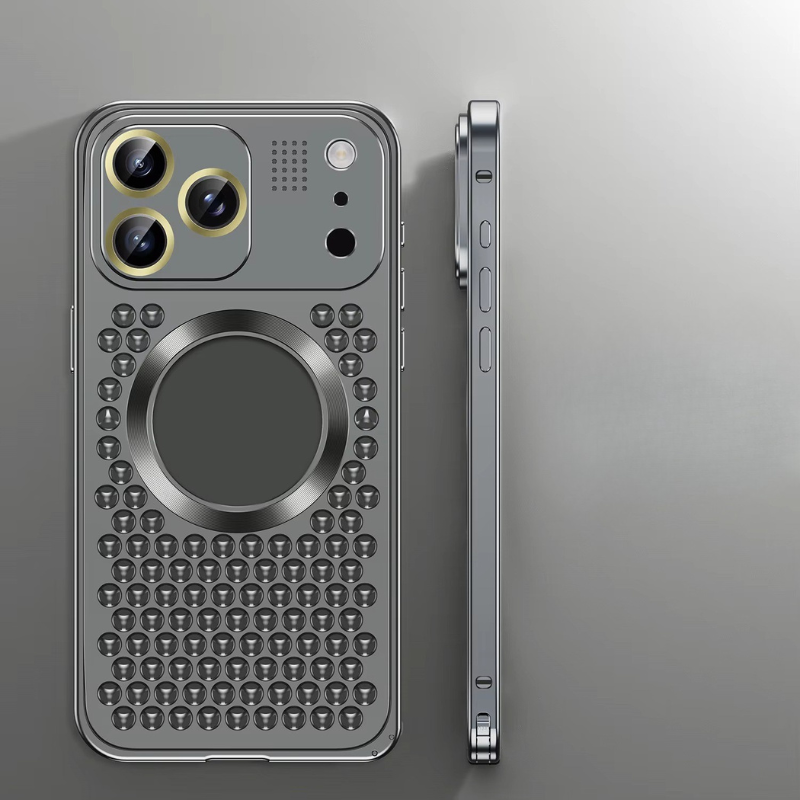 Premium iPhone Case Magnetic Protective Cover Aluminum Alloy Frame Heat Dissipation Metal Design Shockproof Anti Fall Camera Lens Guard Slim Structure