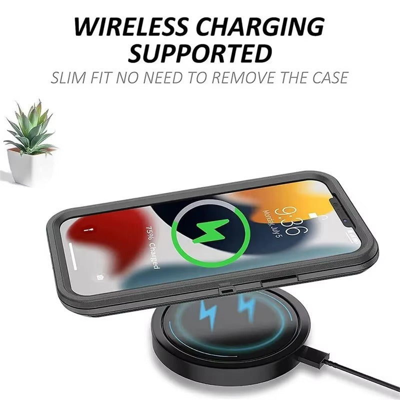 Premium iPhone Case Magnetic Protective Cover Rugged Defender Shockproof Armor Dual Layer Belt Clip Holder Full Port Protection Anti Slip Grip Heavy Duty Design