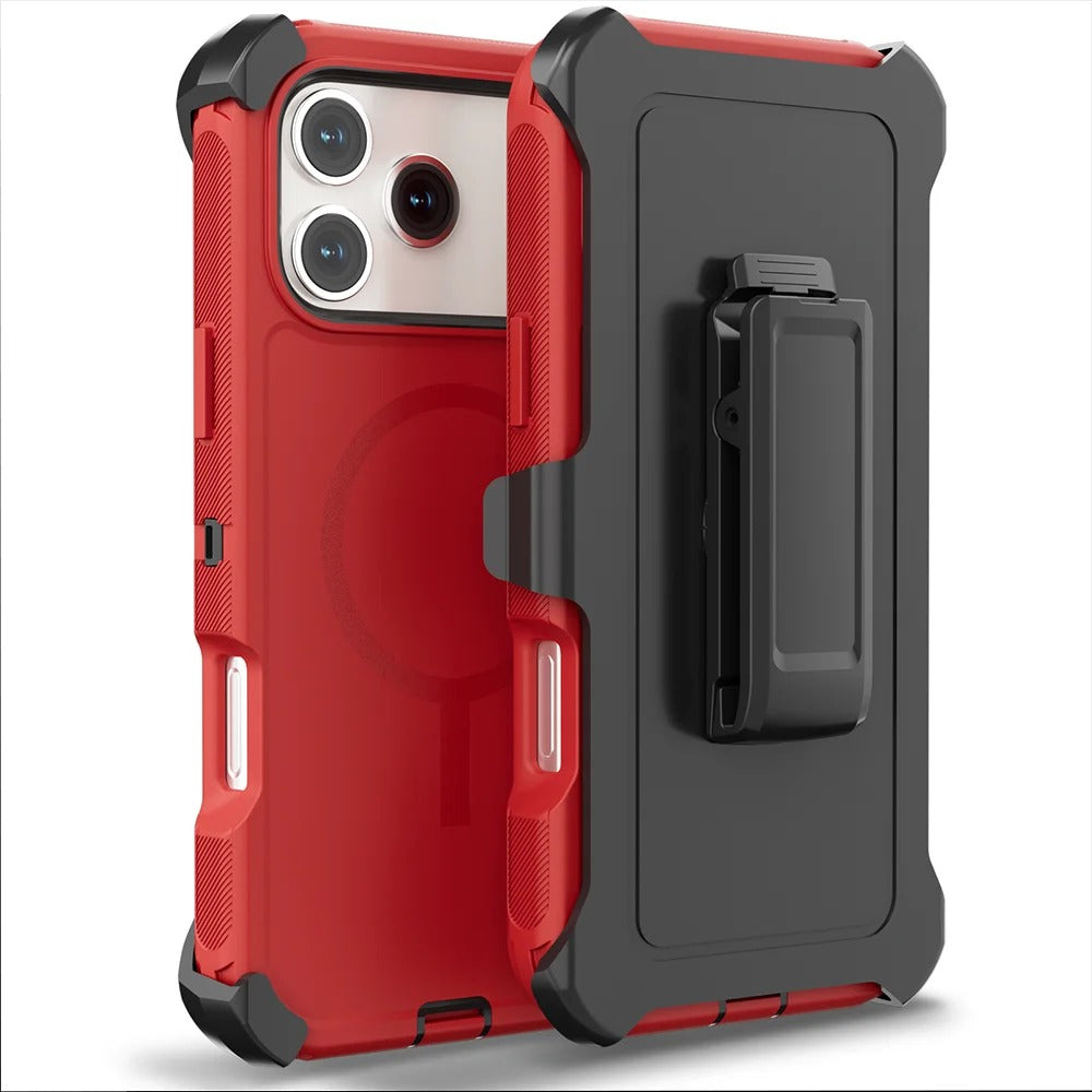 Premium iPhone Case Magnetic Protective Cover Rugged Defender Shockproof Armor Dual Layer Belt Clip Holder Full Port Protection Anti Slip Grip Heavy Duty Design