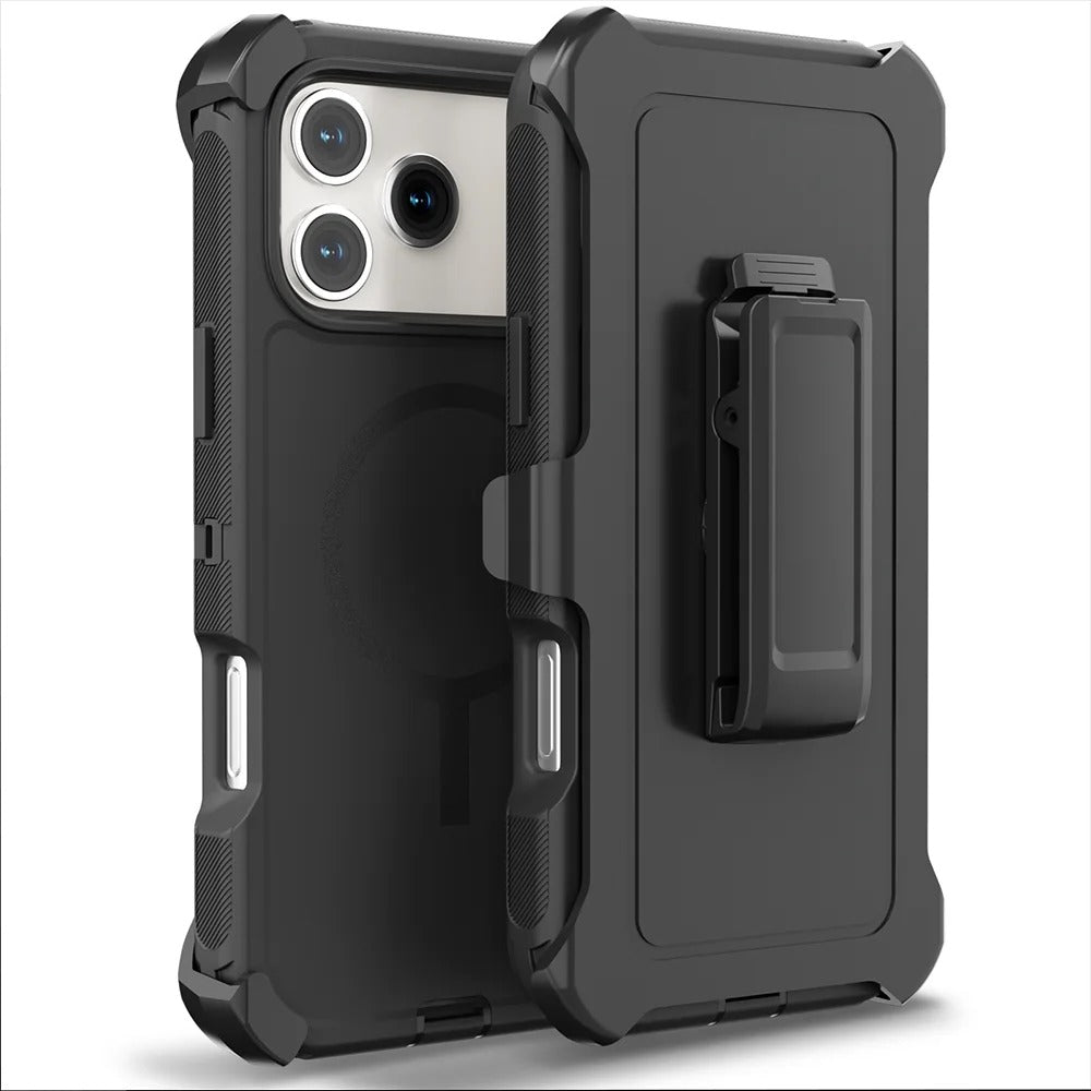 Premium iPhone Case Magnetic Protective Cover Rugged Defender Shockproof Armor Dual Layer Belt Clip Holder Full Port Protection Anti Slip Grip Heavy Duty Design