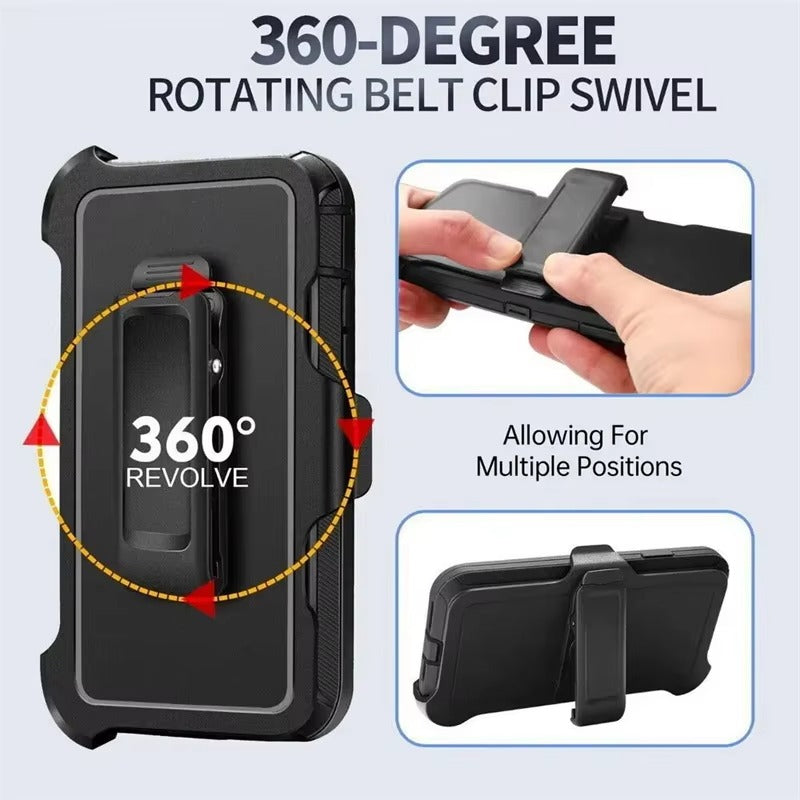 Premium iPhone Case Magnetic Protective Cover Rugged Defender Shockproof Armor Dual Layer Belt Clip Holder Full Port Protection Anti Slip Grip Heavy Duty Design