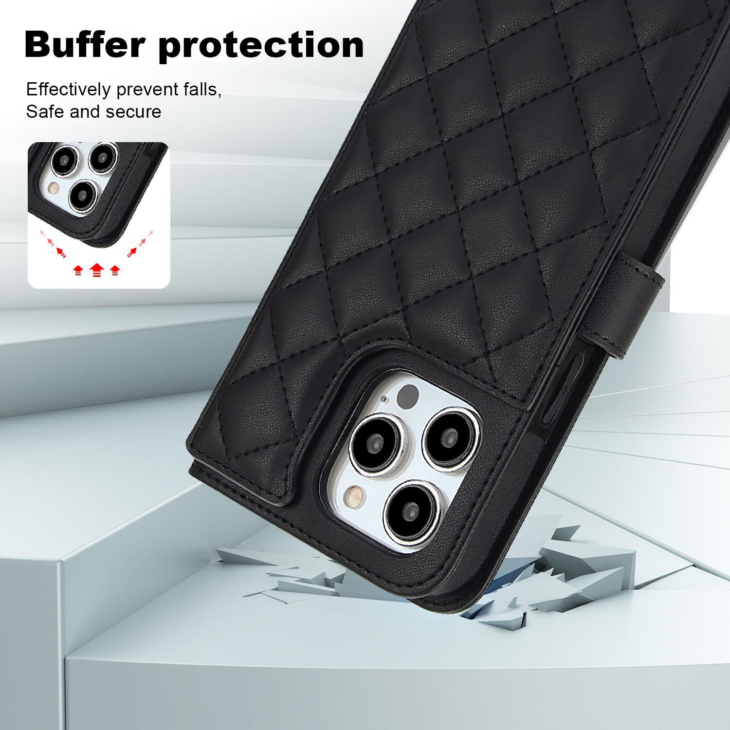 Premium iPhone Case RFID Blocking Wallet Crossbody Flip Cover PU Leather Card Holder Magnetic Closure Shockproof Protection Adjustable Strap Full Coverage