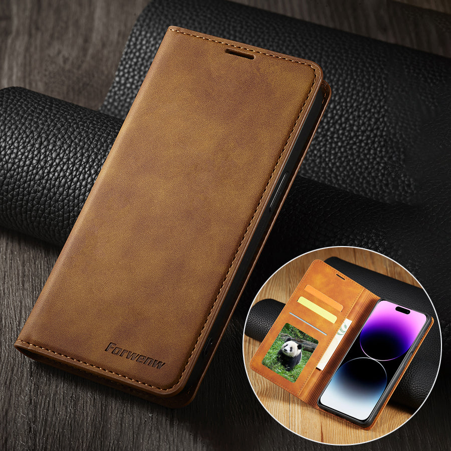 Premium iPhone Case Suede Leather Wallet Flip Cover Card Holder Magnetic Closure Shockproof Protection Full Body Slim Design