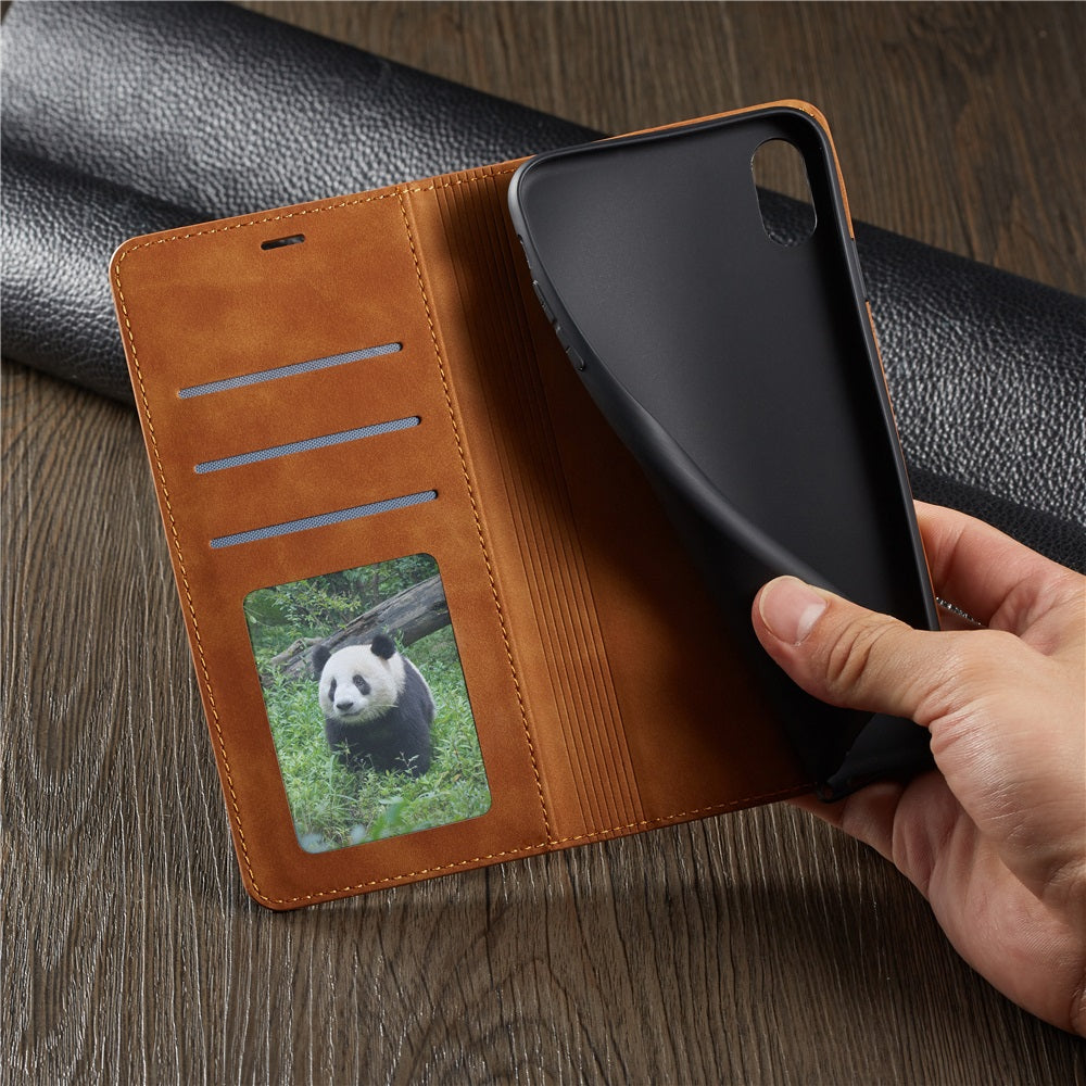 Premium iPhone Case Suede Leather Wallet Flip Cover Card Holder Magnetic Closure Shockproof Protection Full Body Slim Design