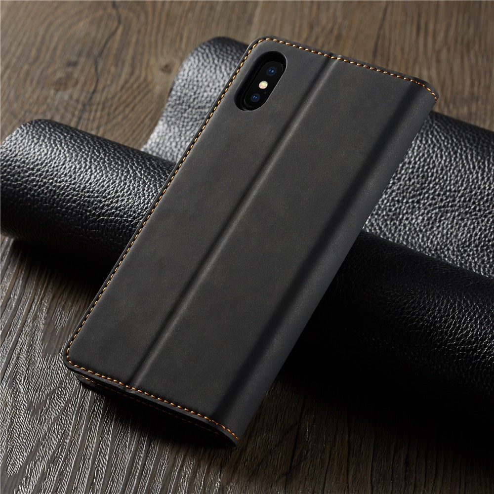Premium iPhone Case Suede Leather Wallet Flip Cover Card Holder Magnetic Closure Shockproof Protection Full Body Slim Design