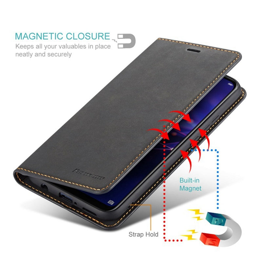 Premium iPhone Case Suede Leather Wallet Flip Cover Card Holder Magnetic Closure Shockproof Protection Full Body Slim Design