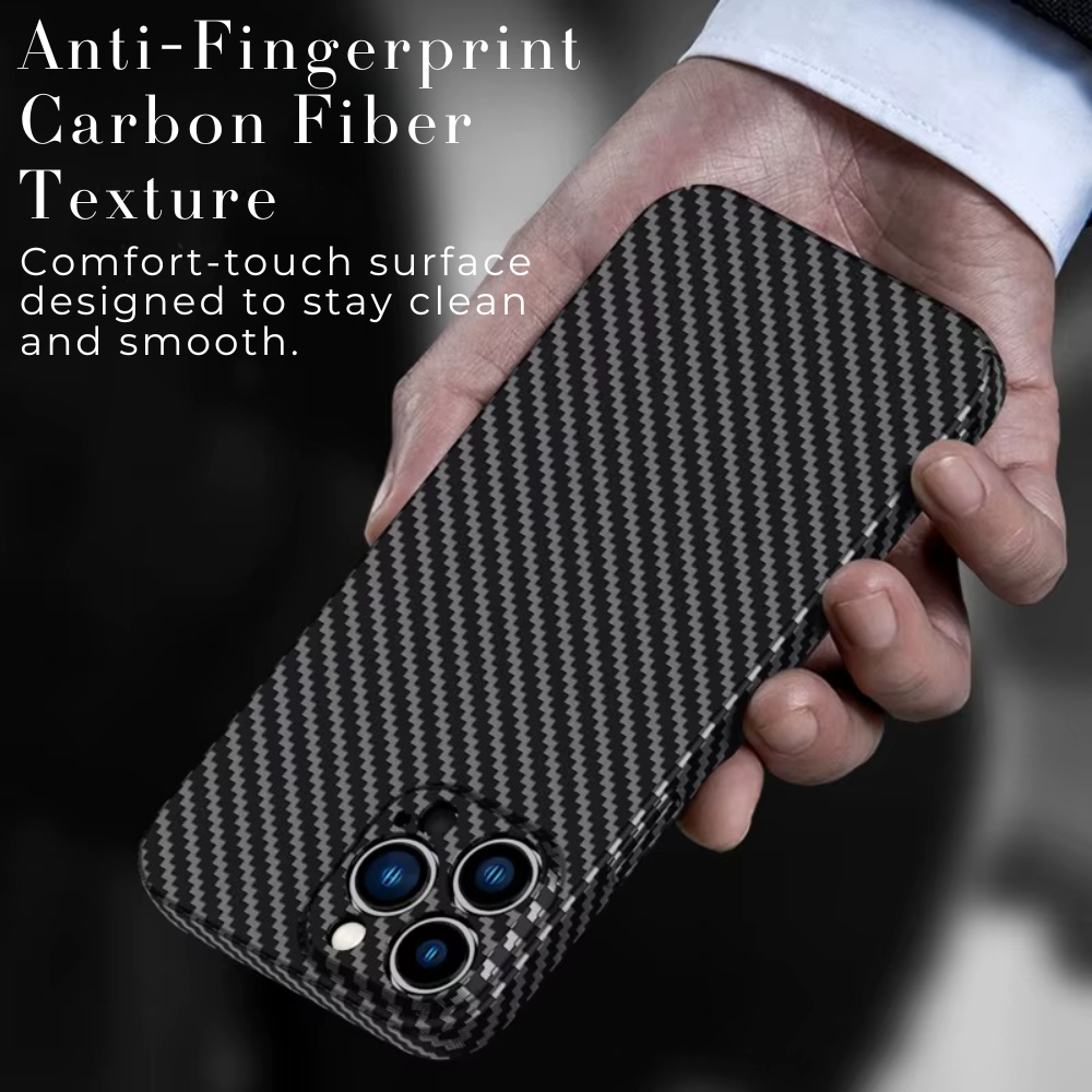 Premium iPhone Case Ultra Thin Carbon Fiber Matte Protective Cover 0.2mm PP Back Lightweight Scratch Resistant Slim Minimalist Design