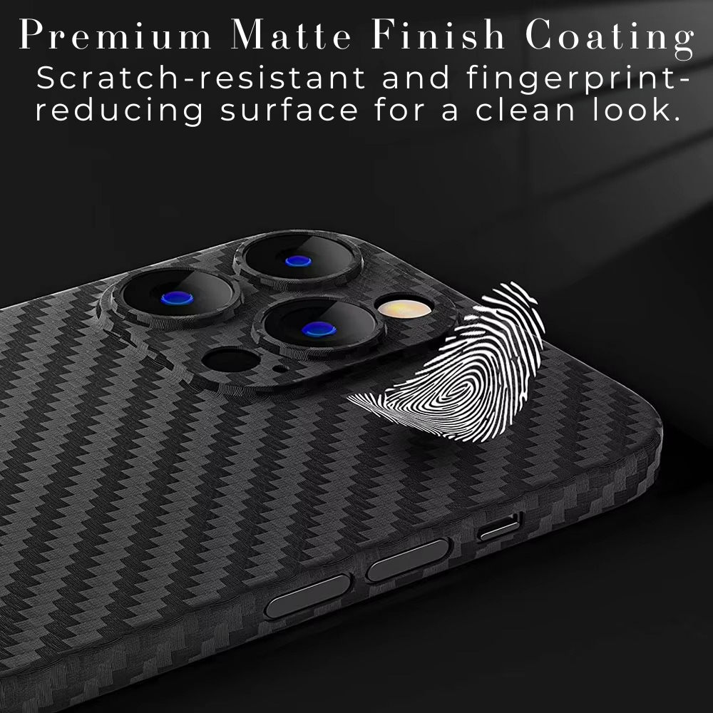 Premium iPhone Case Ultra Thin Carbon Fiber Matte Protective Cover 0.2mm PP Back Lightweight Scratch Resistant Slim Minimalist Design