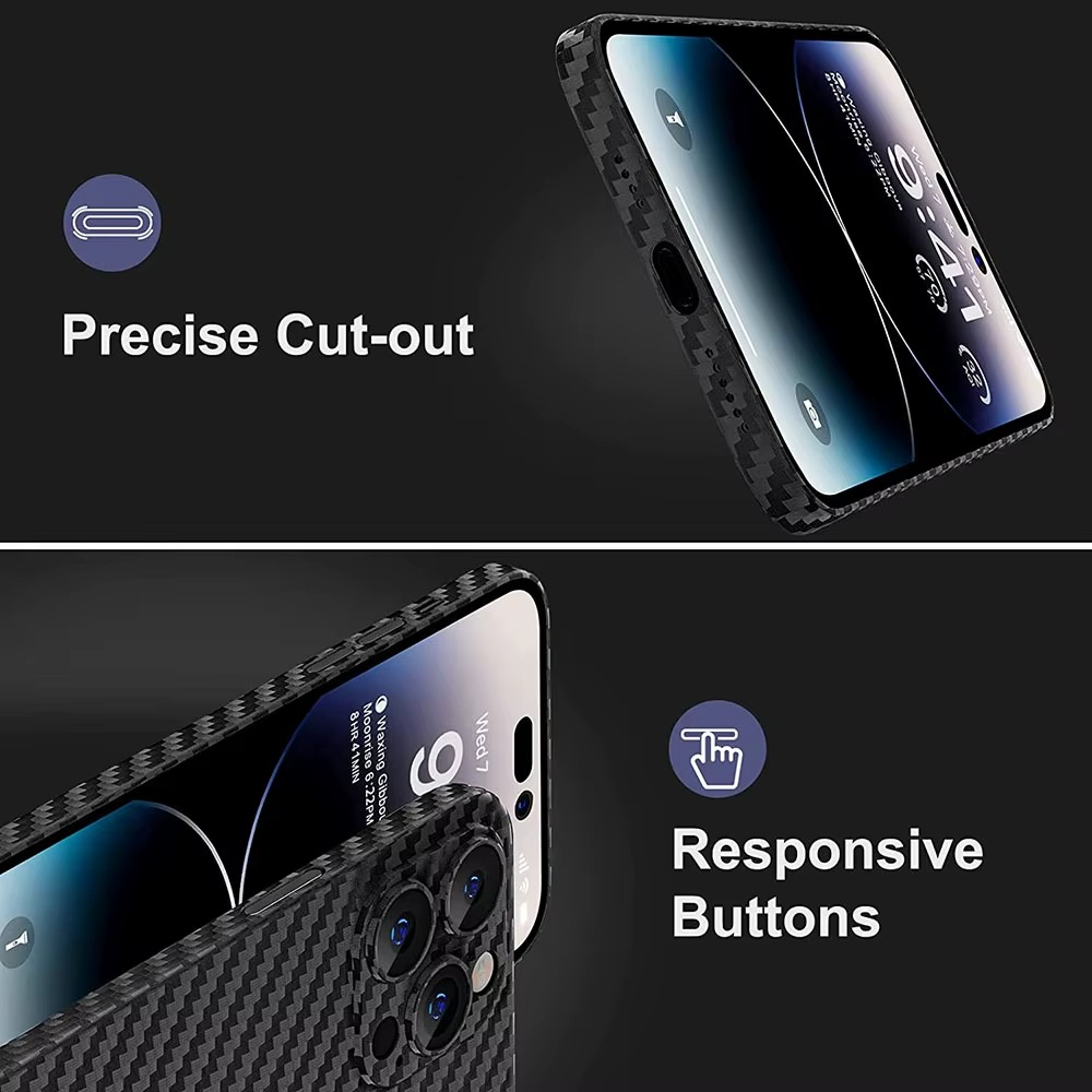 Premium iPhone Case Ultra Thin Carbon Fiber Matte Protective Cover 0.2mm PP Back Lightweight Scratch Resistant Slim Minimalist Design