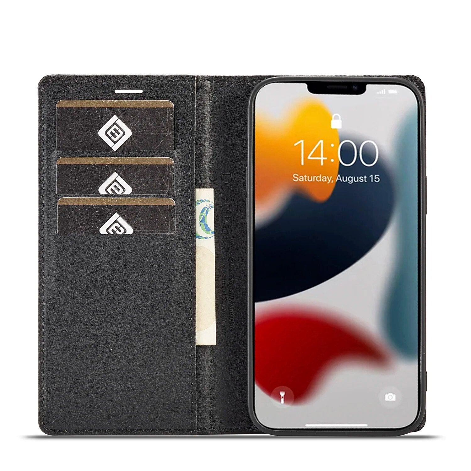 Premium iPhone Case Wallet MagSafe Compatible Carbon Fiber Leather Flip Cover Shockproof Protective Card Holder Stand Function Camera Lens Protection Slim Design
