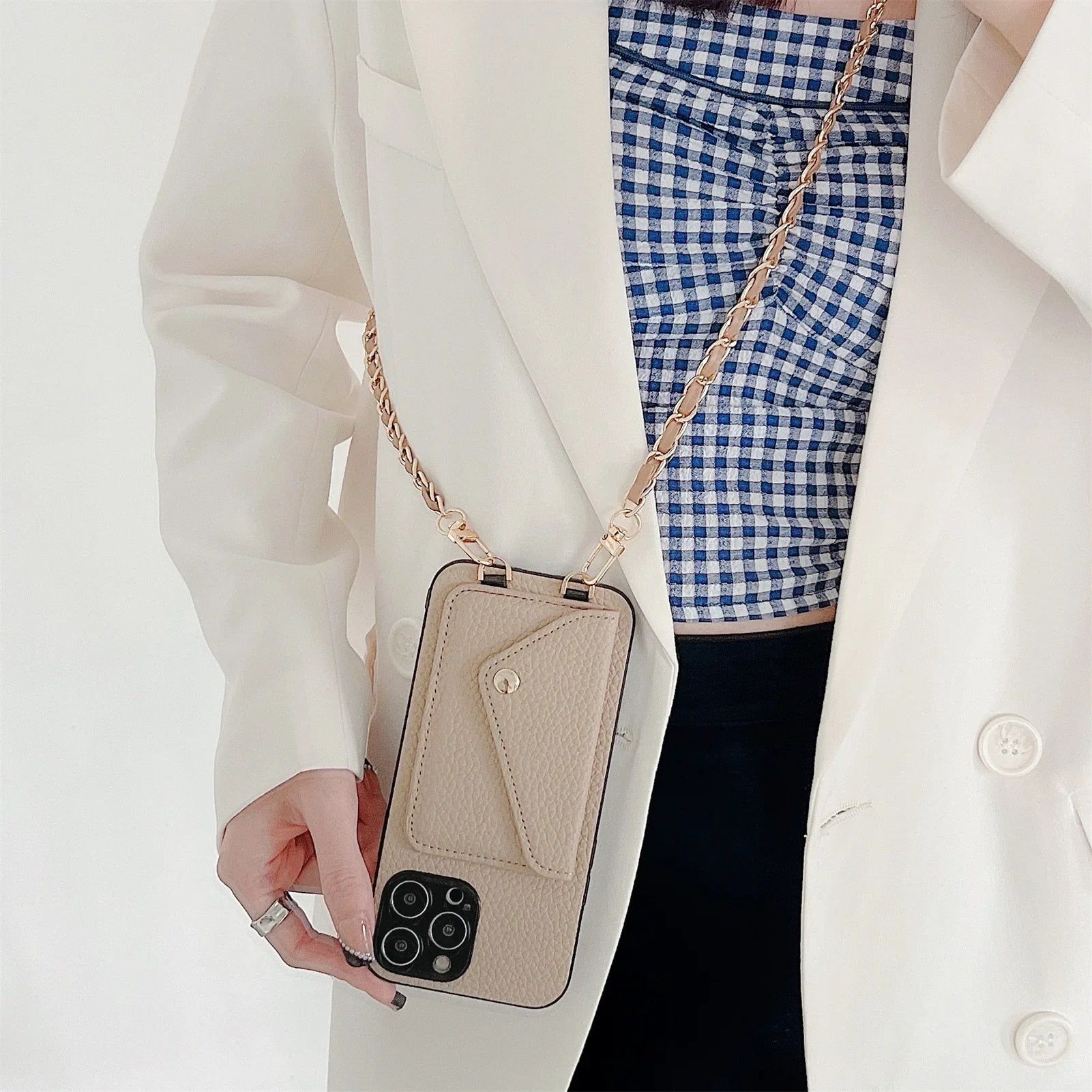 Premium iPhone Case Wallet MagSafe Compatible Crossbody Strap Leather Card Holder Shockproof Protective Cover Camera Lens Protection Slim Design