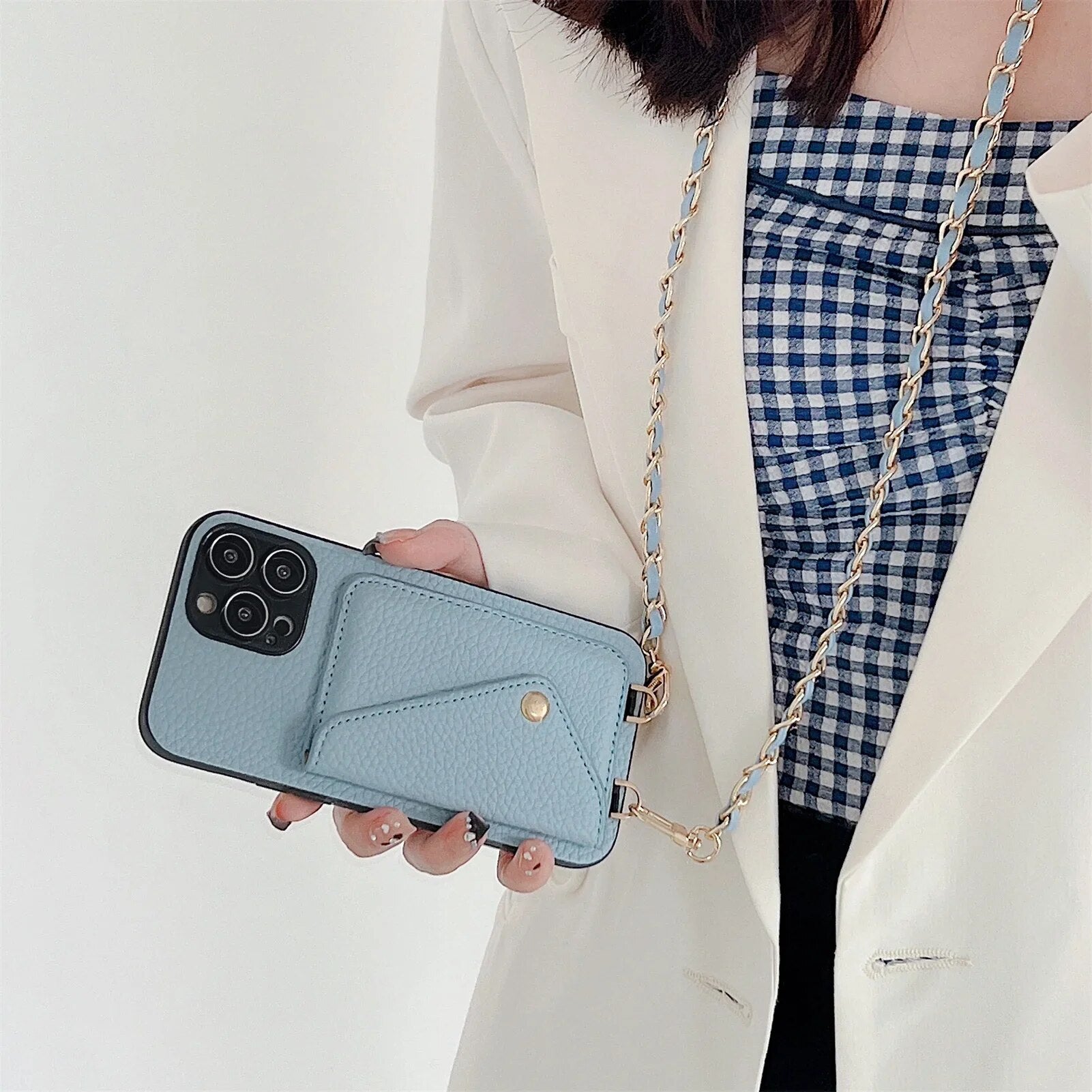 Premium iPhone Case Wallet MagSafe Compatible Crossbody Strap Leather Card Holder Shockproof Protective Cover Camera Lens Protection Slim Design