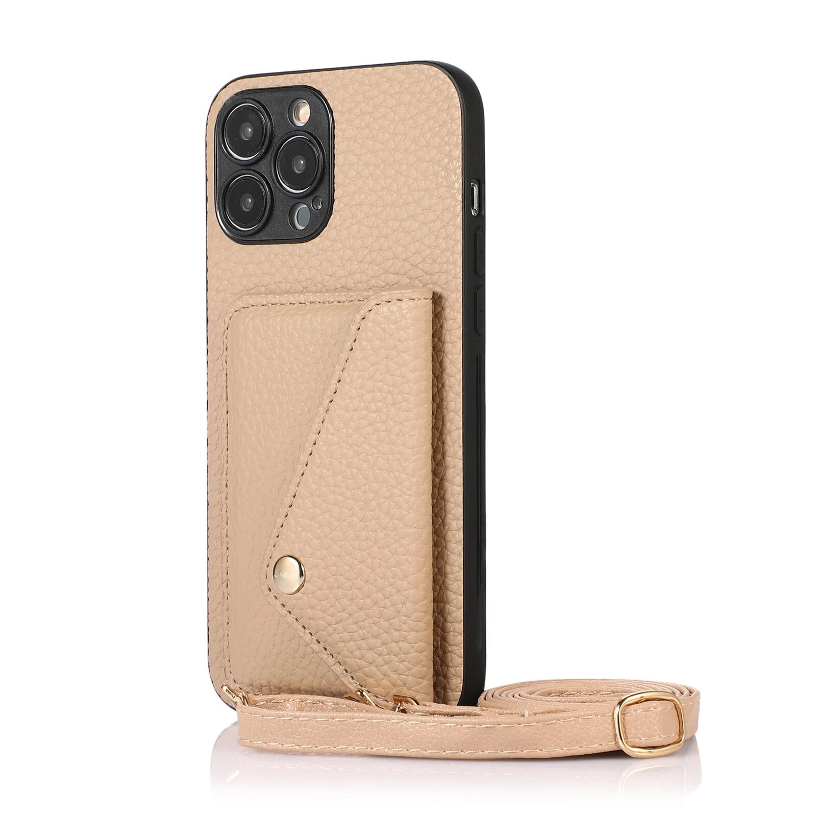 Premium iPhone Case Wallet MagSafe Compatible Crossbody Strap Leather Card Holder Shockproof Protective Cover Camera Lens Protection Slim Design