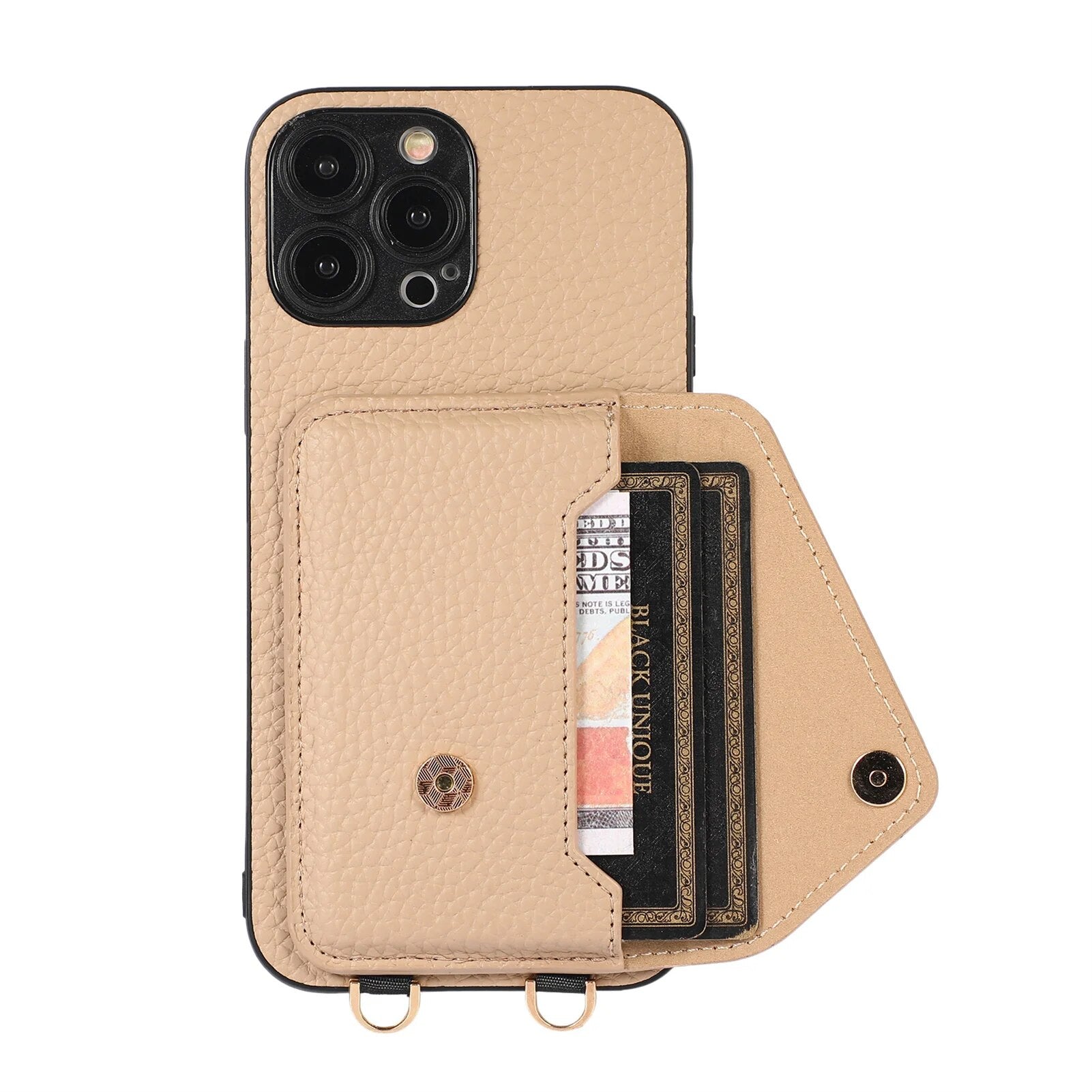 Premium iPhone Case Wallet MagSafe Compatible Crossbody Strap Leather Card Holder Shockproof Protective Cover Camera Lens Protection Slim Design