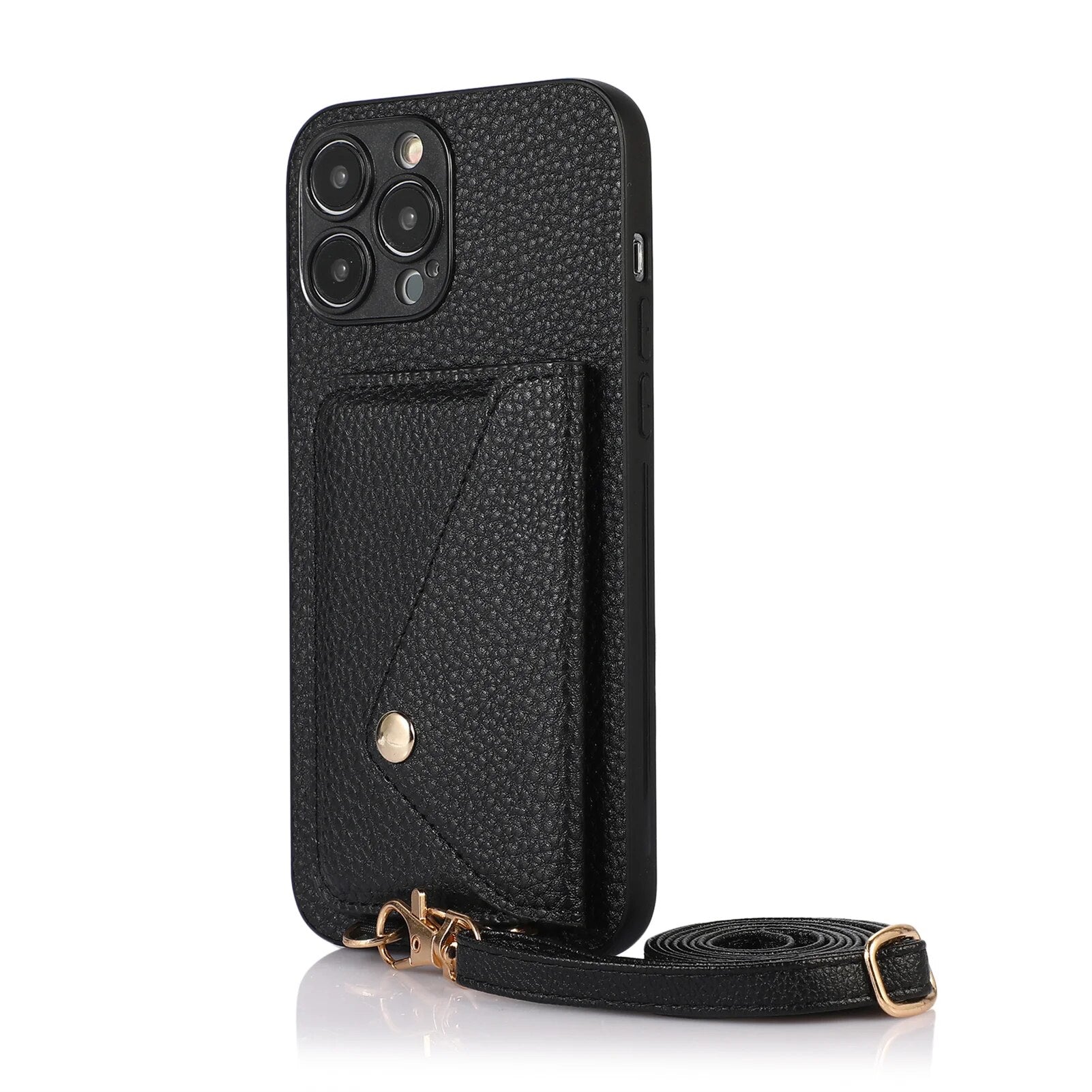 Premium iPhone Case Wallet MagSafe Compatible Crossbody Strap Leather Card Holder Shockproof Protective Cover Camera Lens Protection Slim Design