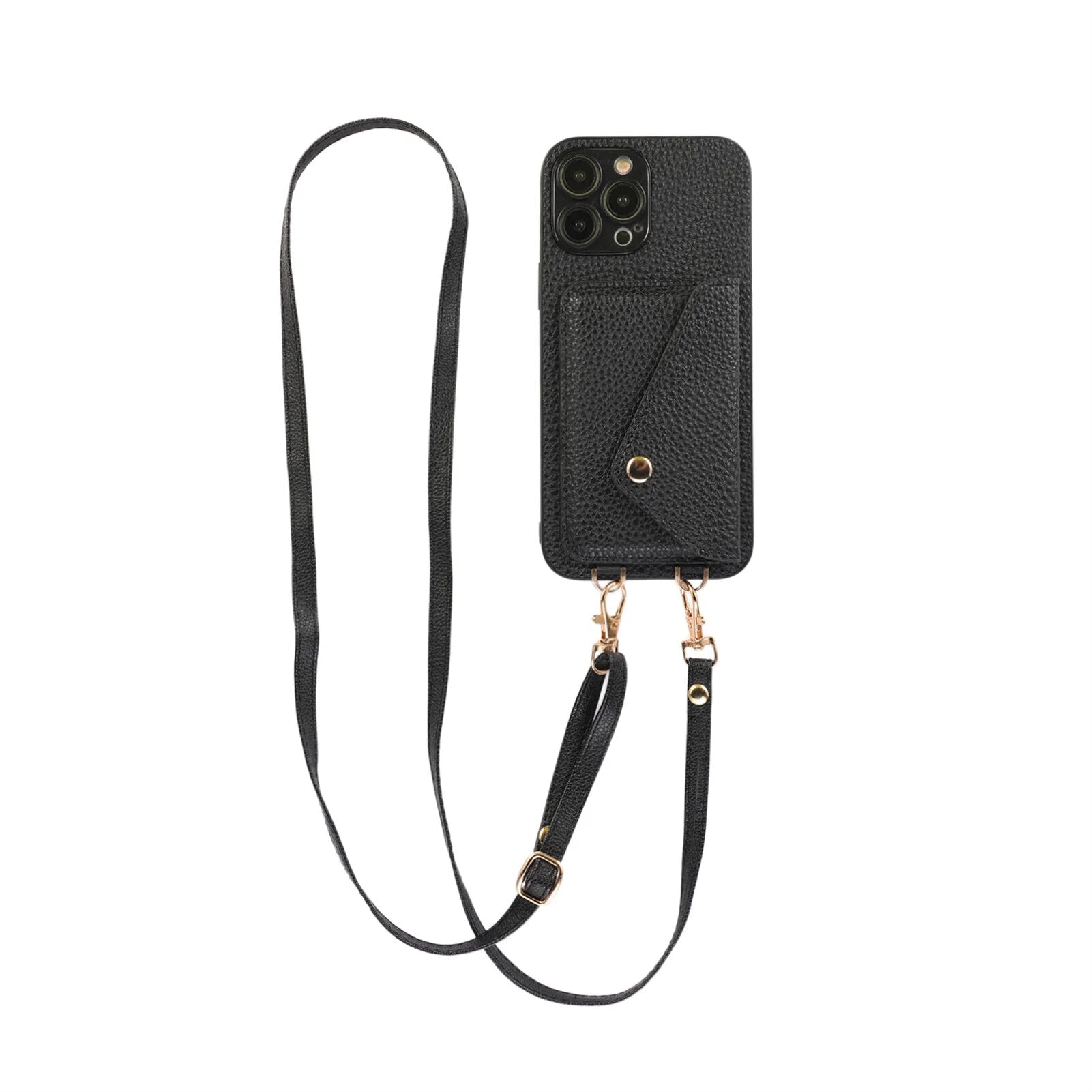 Premium iPhone Case Wallet MagSafe Compatible Crossbody Strap Leather Card Holder Shockproof Protective Cover Camera Lens Protection Slim Design
