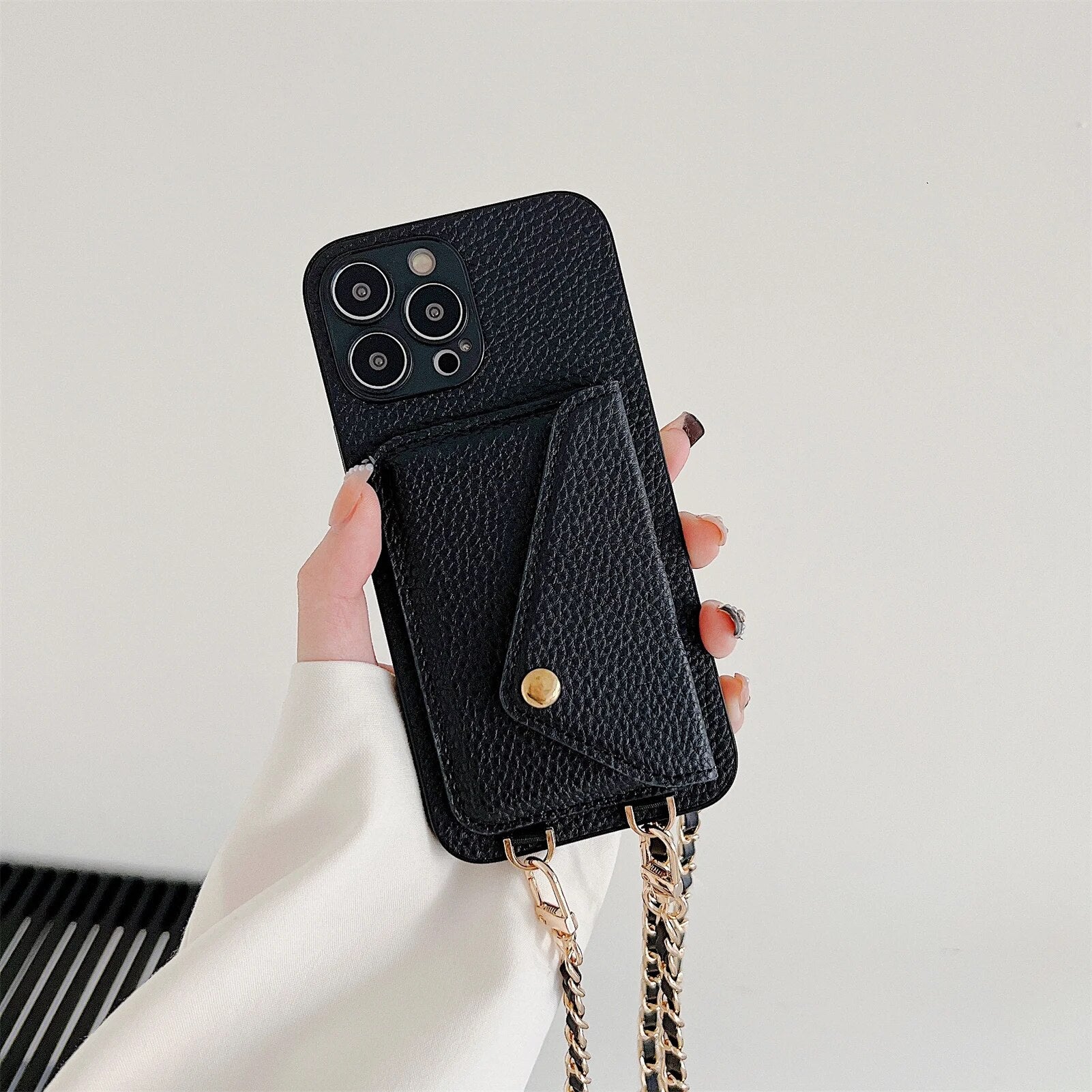 Premium iPhone Case Wallet MagSafe Compatible Crossbody Strap Leather Card Holder Shockproof Protective Cover Camera Lens Protection Slim Design