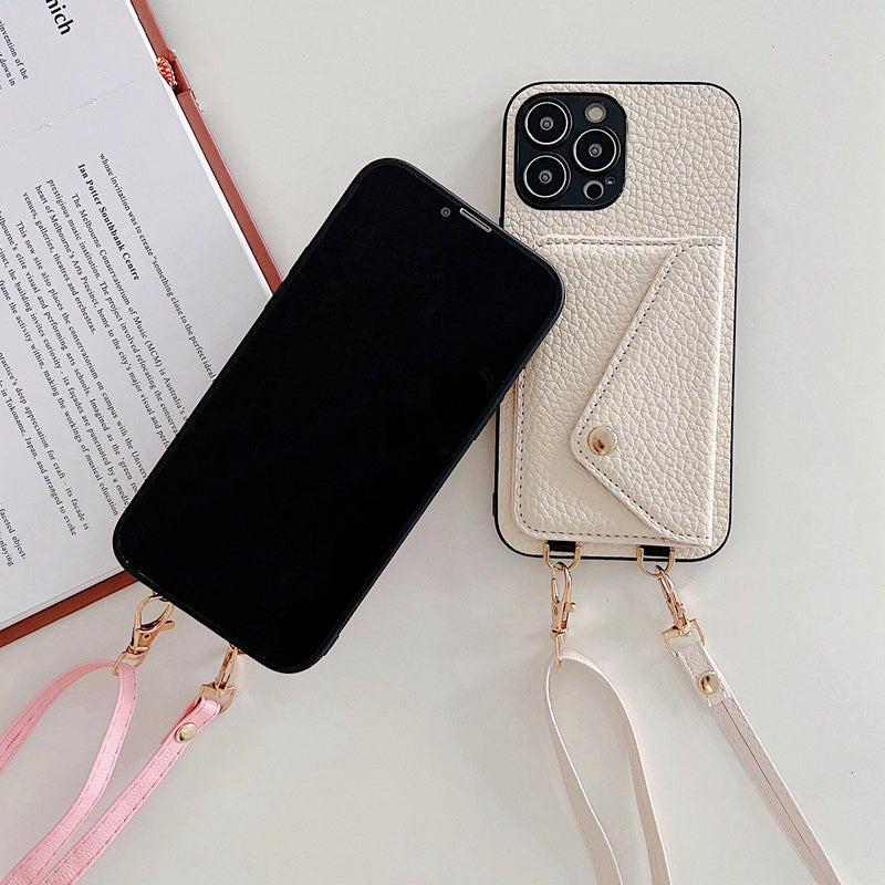 Premium iPhone Case Wallet MagSafe Compatible Crossbody Strap Leather Card Holder Shockproof Protective Cover Camera Lens Protection Slim Design