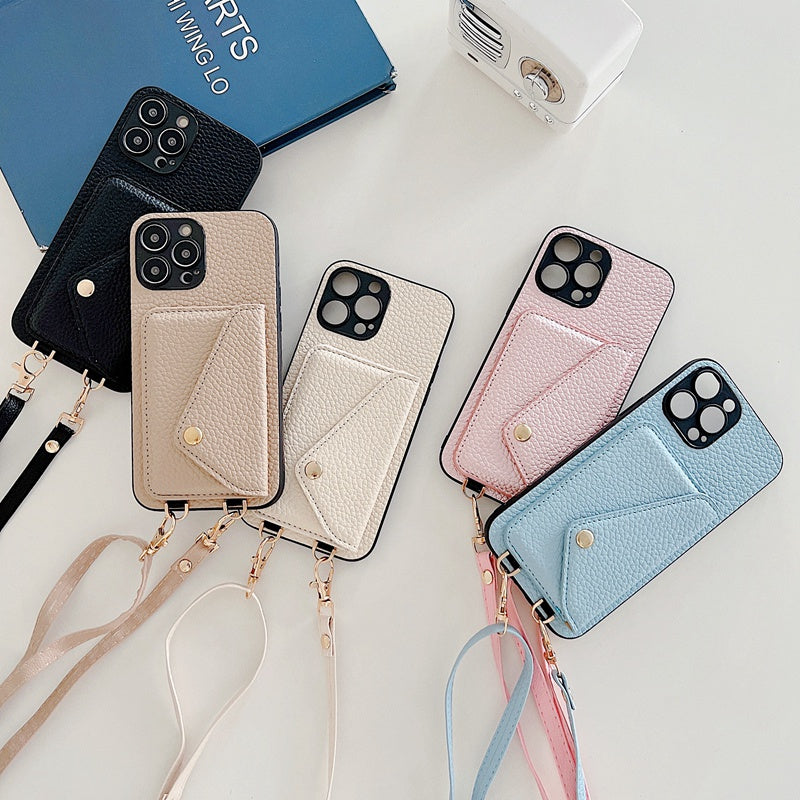 Premium iPhone Case Wallet MagSafe Compatible Crossbody Strap Leather Card Holder Shockproof Protective Cover Camera Lens Protection Slim Design