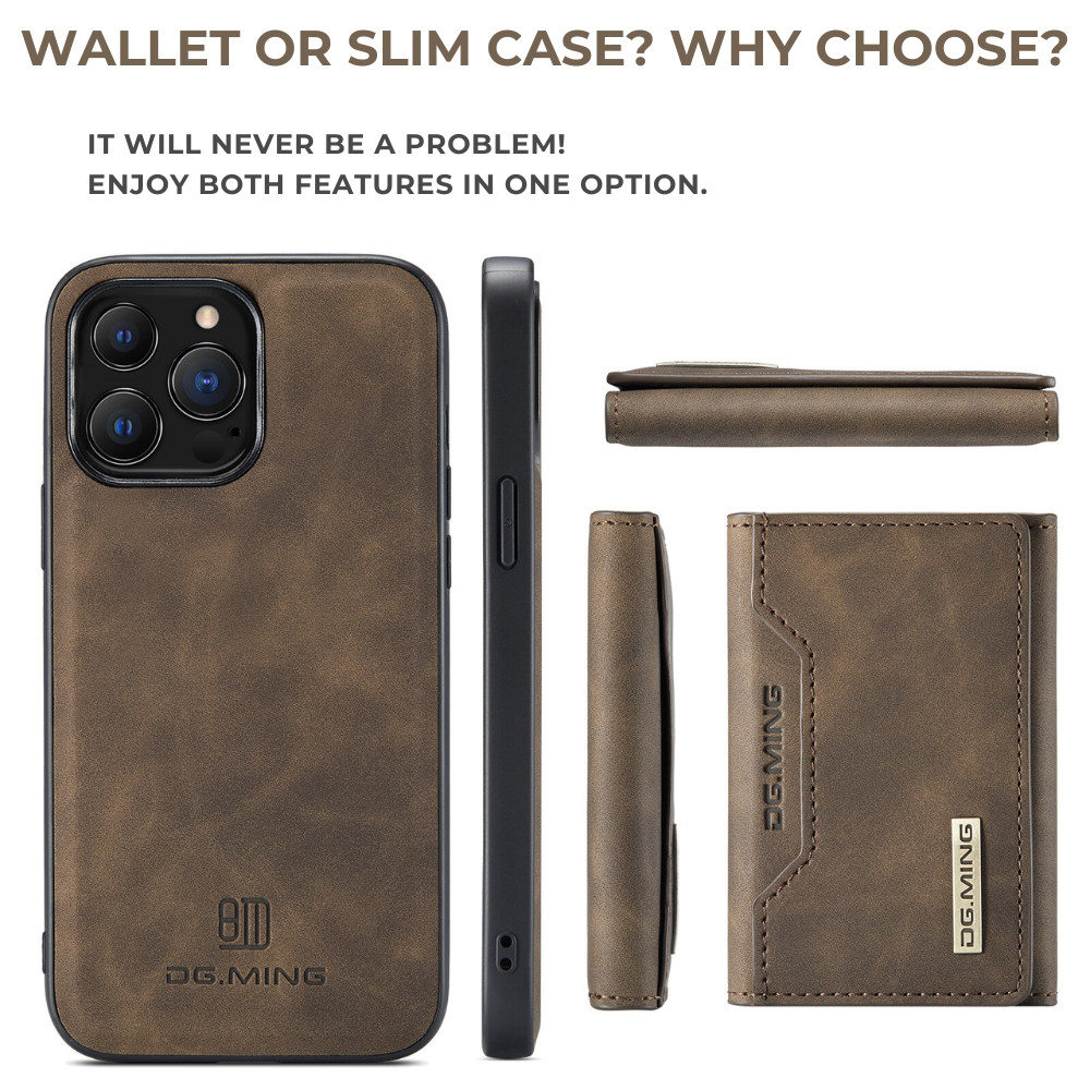 Premium iPhone Case Wallet MagSafe Compatible Detachable Leather Card Holder Magnetic Flip Stand Shockproof Protective Cover Camera Lens Protection Slim Design