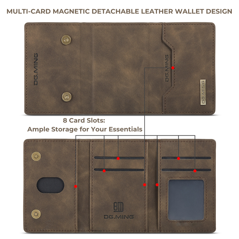 Premium iPhone Case Wallet MagSafe Compatible Detachable Leather Card Holder Magnetic Flip Stand Shockproof Protective Cover Camera Lens Protection Slim Design