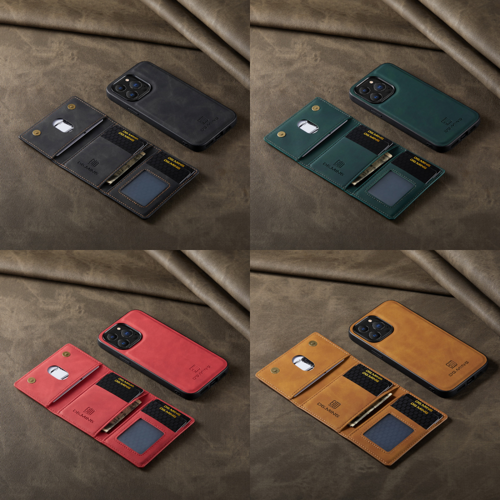 Premium iPhone Case Wallet MagSafe Compatible Detachable Leather Card Holder Magnetic Flip Stand Shockproof Protective Cover Camera Lens Protection Slim Design