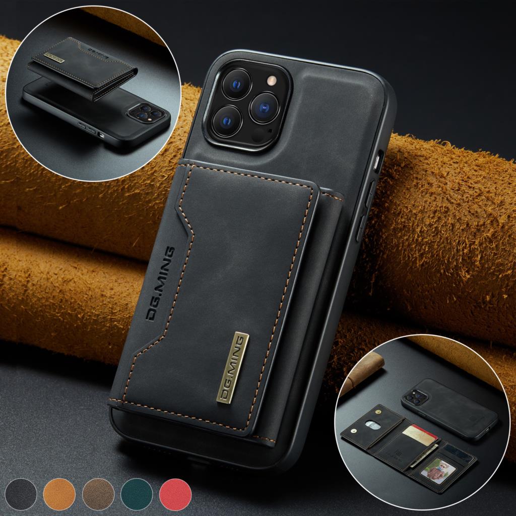 Premium iPhone Case Wallet MagSafe Compatible Detachable Leather Card Holder Magnetic Flip Stand Shockproof Protective Cover Camera Lens Protection Slim Design