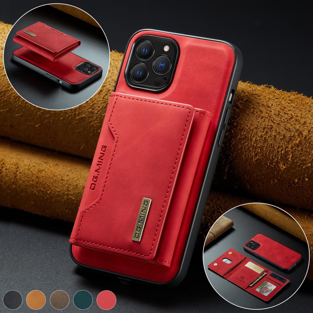 Premium iPhone Case Wallet MagSafe Compatible Detachable Leather Card Holder Magnetic Flip Stand Shockproof Protective Cover Camera Lens Protection Slim Design