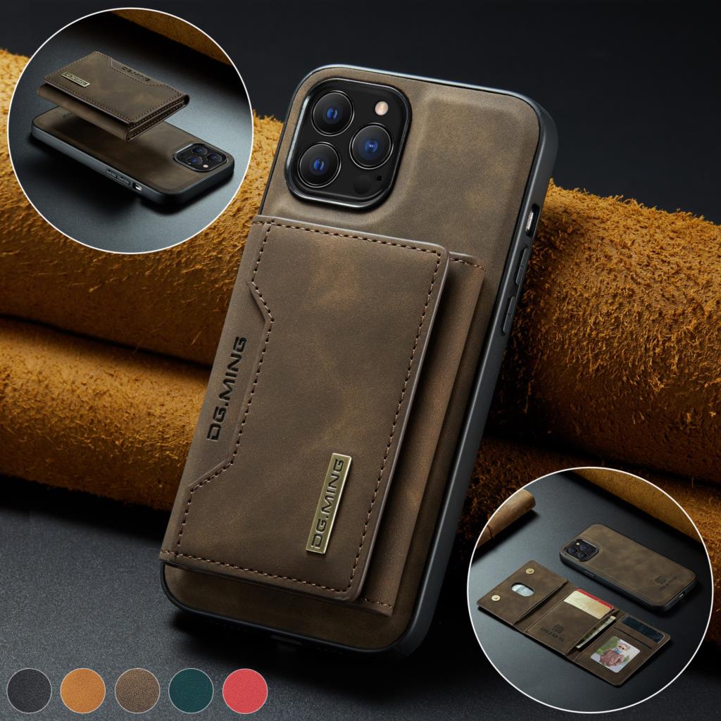Premium iPhone Case Wallet MagSafe Compatible Detachable Leather Card Holder Magnetic Flip Stand Shockproof Protective Cover Camera Lens Protection Slim Design
