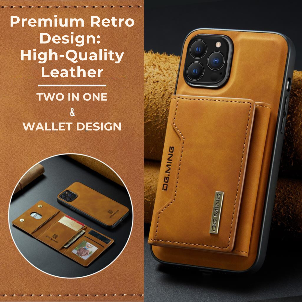 Premium iPhone Case Wallet MagSafe Compatible Detachable Leather Card Holder Magnetic Flip Stand Shockproof Protective Cover Camera Lens Protection Slim Design