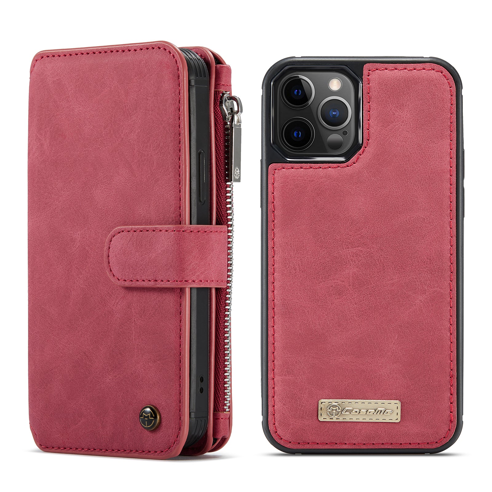 Premium iPhone Case Wallet MagSafe Compatible Detachable Leather Flip Stand Shockproof Protective Cover Card Holder Camera Lens Protection Slim Design