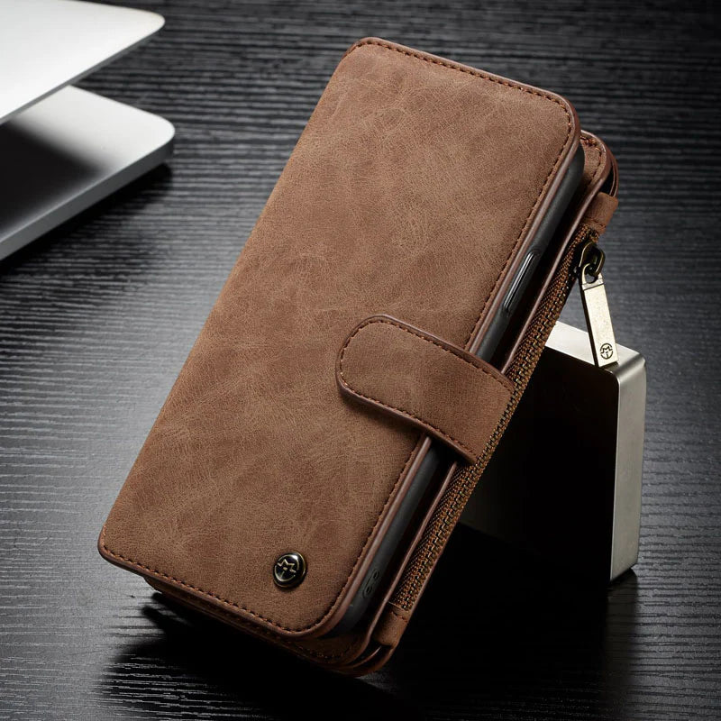 Premium iPhone Case Wallet MagSafe Compatible Detachable Leather Flip Stand Shockproof Protective Cover Card Holder Camera Lens Protection Slim Design