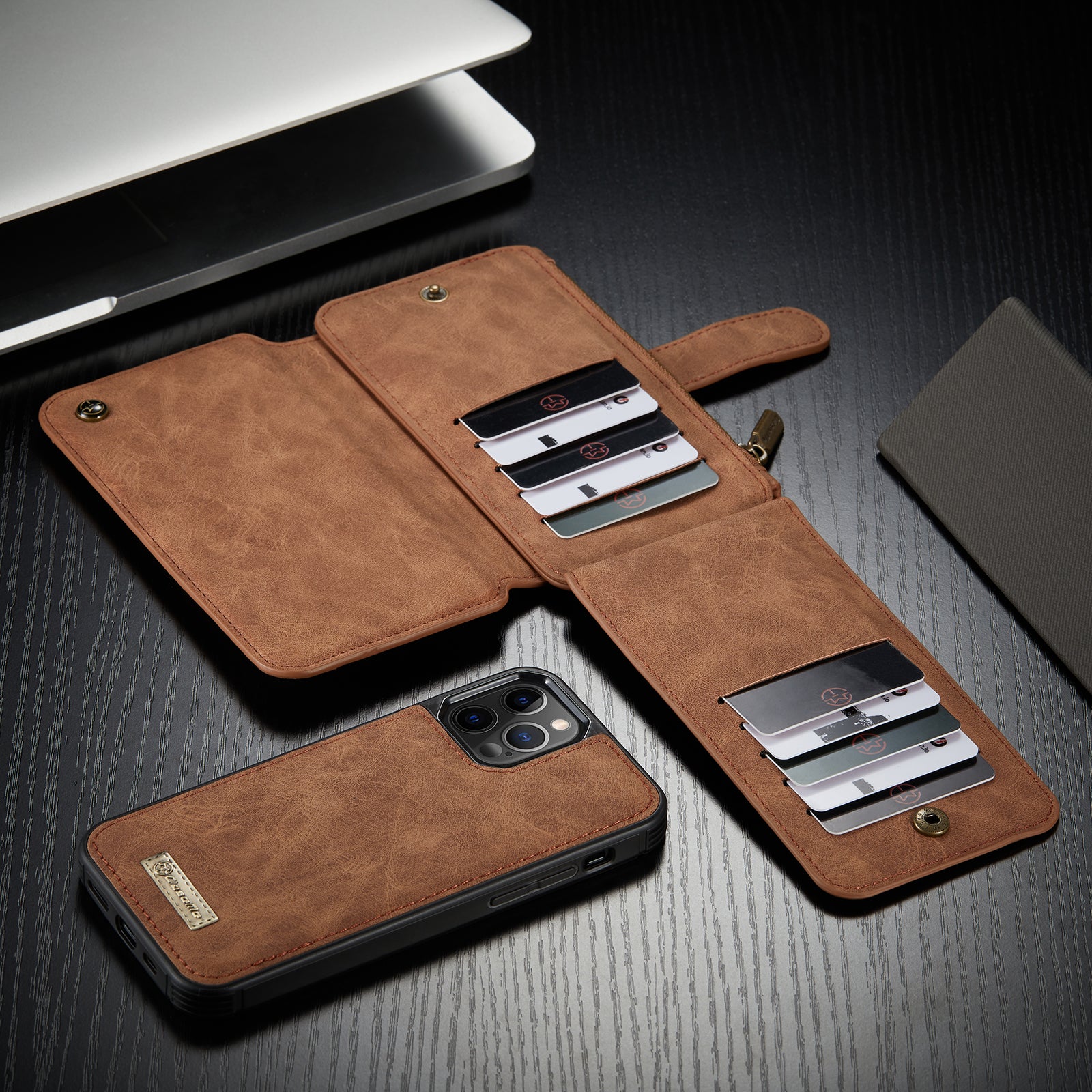 Premium iPhone Case Wallet MagSafe Compatible Detachable Leather Flip Stand Shockproof Protective Cover Card Holder Camera Lens Protection Slim Design
