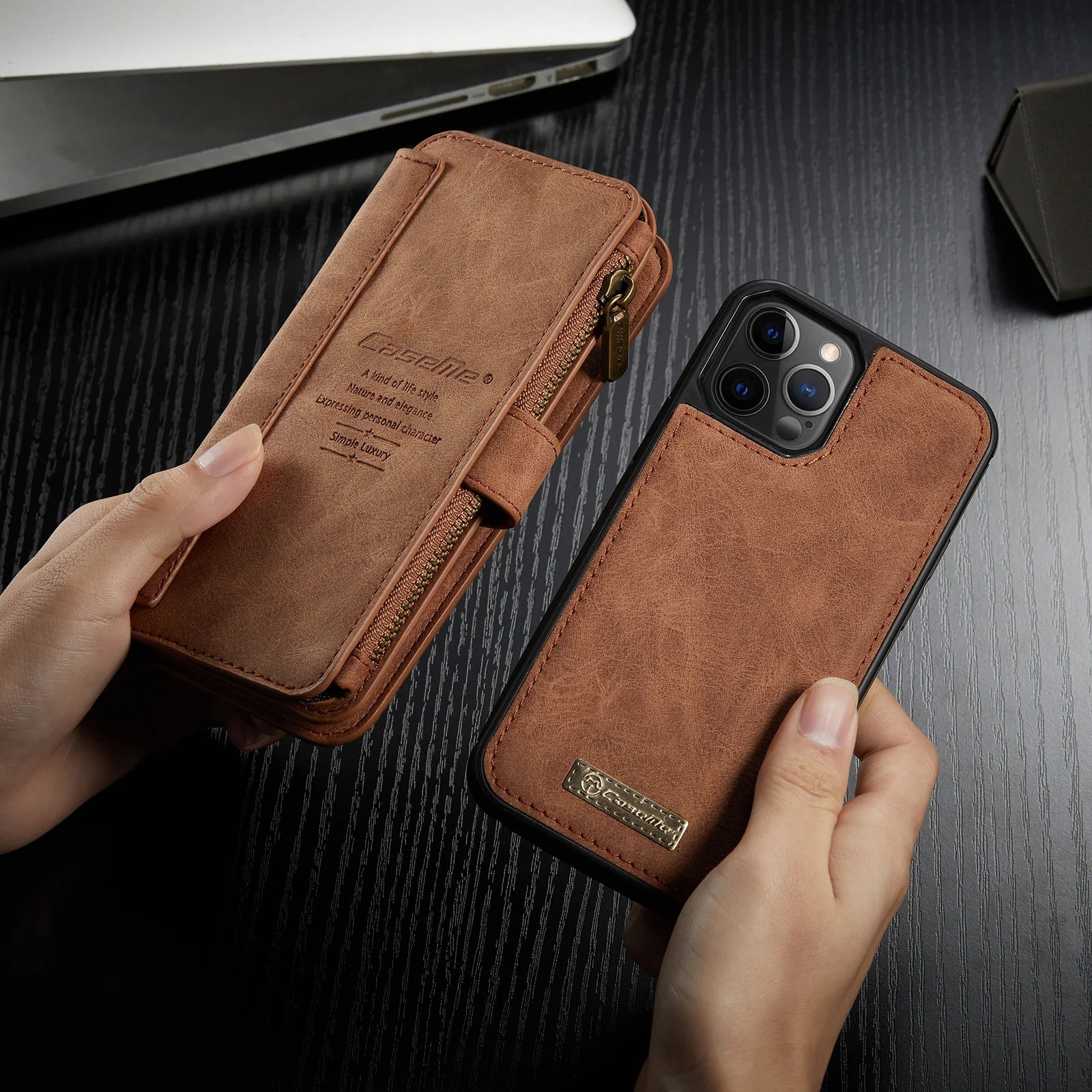 Premium iPhone Case Wallet MagSafe Compatible Detachable Leather Flip Stand Shockproof Protective Cover Card Holder Camera Lens Protection Slim Design