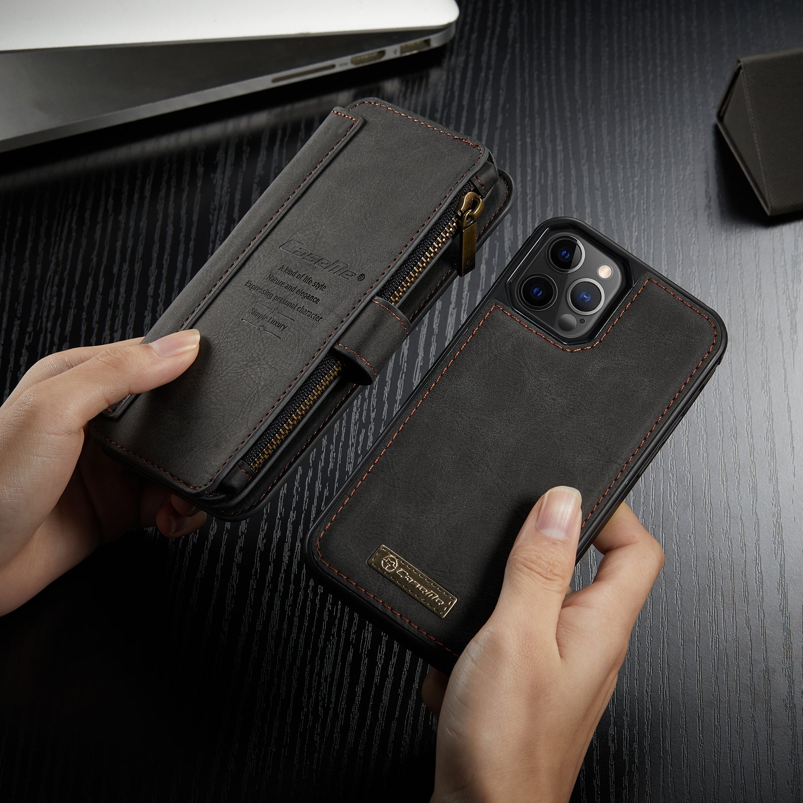 Premium iPhone Case Wallet MagSafe Compatible Detachable Leather Flip Stand Shockproof Protective Cover Card Holder Camera Lens Protection Slim Design