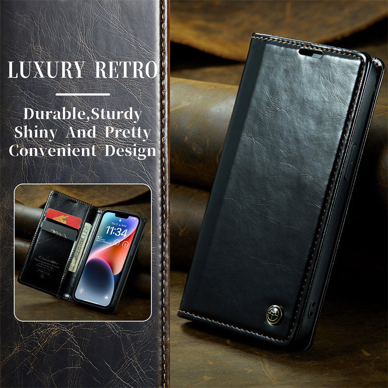Premium iPhone Case Wallet MagSafe Compatible Detachable Leather Flip Stand Shockproof Protective Cover Card Holder Camera Lens Protection Slim Design