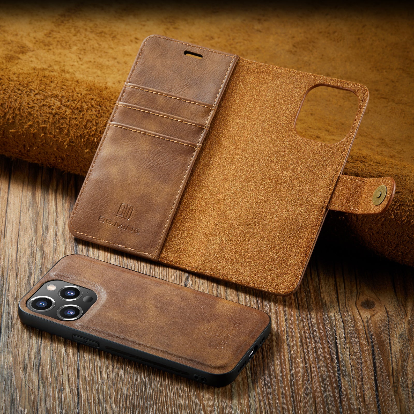 Premium iPhone Case Wallet MagSafe Compatible Detachable Magnetic Leather Shockproof Protective Cover Card Holder Camera Lens Protection Slim Design