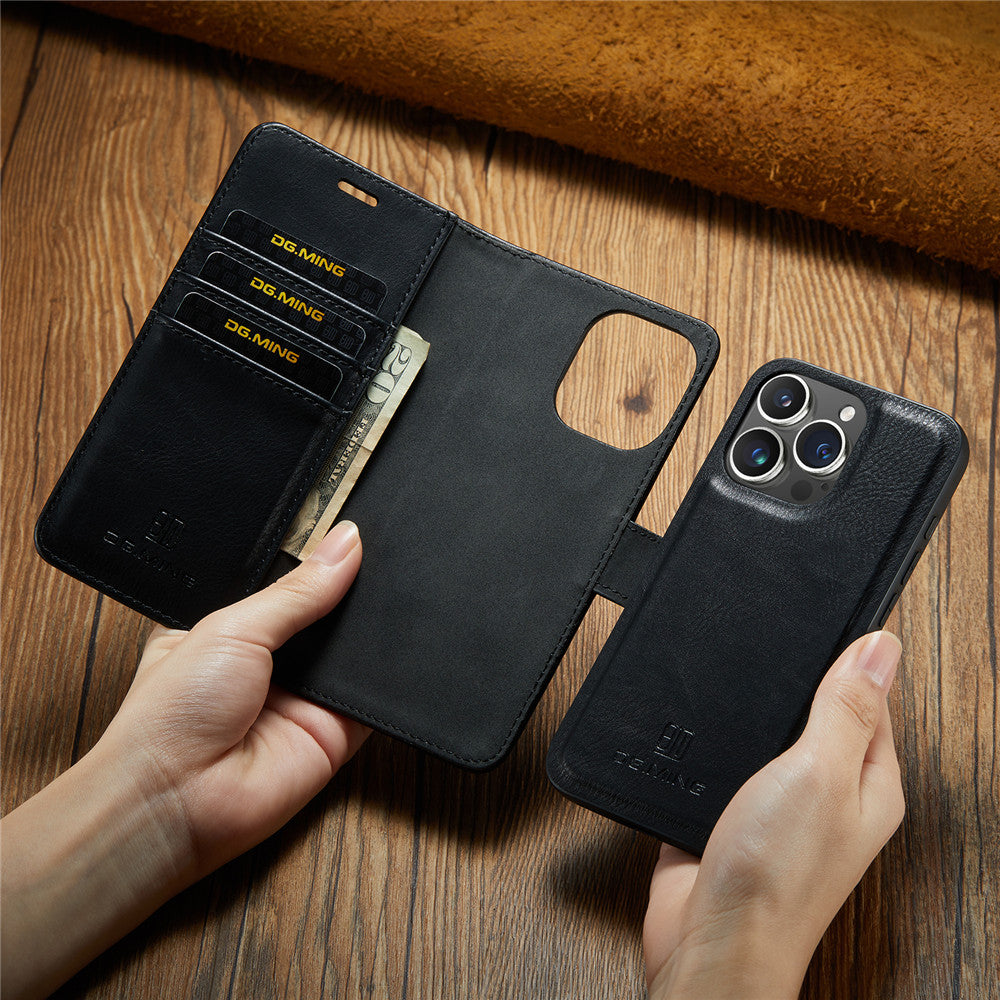 Premium iPhone Case Wallet MagSafe Compatible Detachable Magnetic Leather Shockproof Protective Cover Card Holder Camera Lens Protection Slim Design